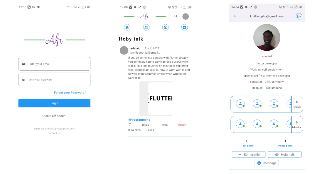 Afr Mobile App Screenshot